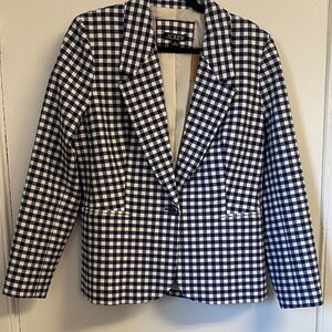 J. Crew Blue and White Checkered Blazer